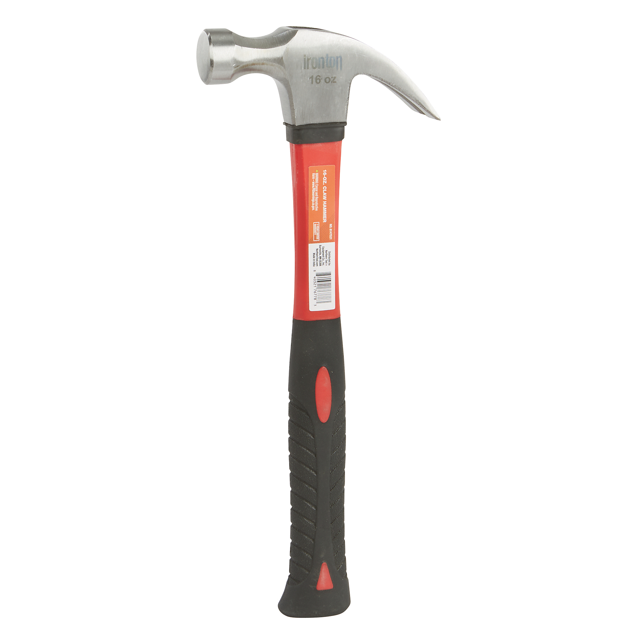 Ironton 16-Oz. Claw Hammer, 12.79in.L Fiberglass Handle